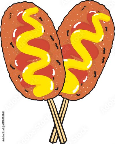 hot dog cartoon 한국식 핫도그