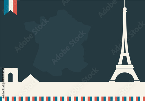 France bastille day independence day celebration graphics template backround, freespace
