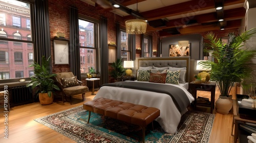 Luxurious Bedroom Interior Design | Urban Loft Style Decor