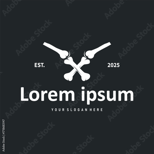 Bone logo design, bone health care with simple silhouette, modern icon symbol illustration concept and template for brand and poster