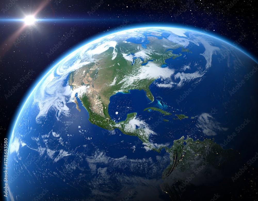 Obraz premium Earth from space, focusing on North America