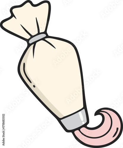 Icing piping bag squeezing pink frosting