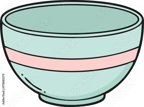 Striped ceramic mixing bowl in mint and blush