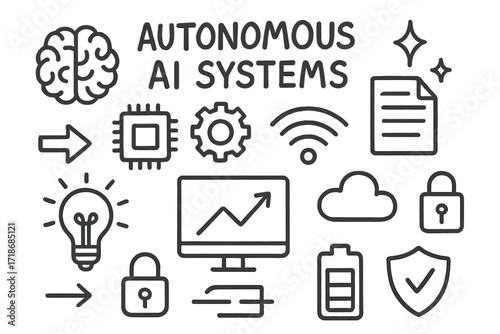 Autonomous AI Icons. Hand-drawn doodle illustration Regatta event [sailboat, flag, waves, stopwatch, anchor, sail number, buoy, captain hat, rope, whistle,