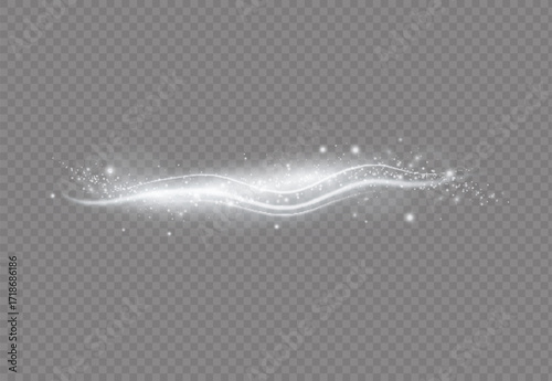 Magic spiral with sparkles.White light effect.Glitter particles with lines.Swirl effect.