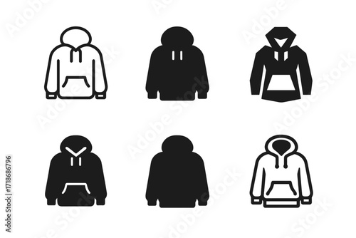 Streetwear Logo Variations. Streetwear. Set Logo of Streetwear: Hoodie. harmonious logo variations of the same emblematic concept, each with different artistic