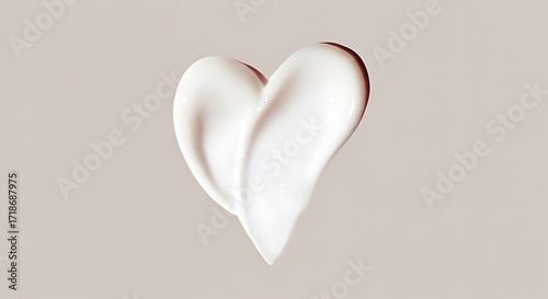 Creamy heart-shaped lotion swirl on soft background for skincare marketing or beauty product promotions, ideal for health and wellness campaigns
