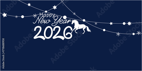 Wallpaper Mural Happy new year 2026 illustration. New year illustration decoration with 2026 zodiac. The Horse year celebration banner. Vector illustration. Torontodigital.ca