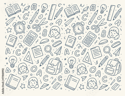 school doodle seamless pattern perfect for merchendise