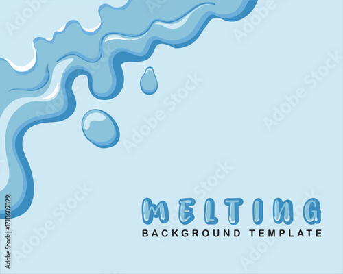 Melting Ice on blue background Template
