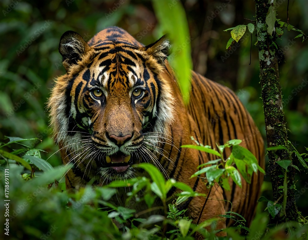 Fototapeta premium Tiger in dense jungle