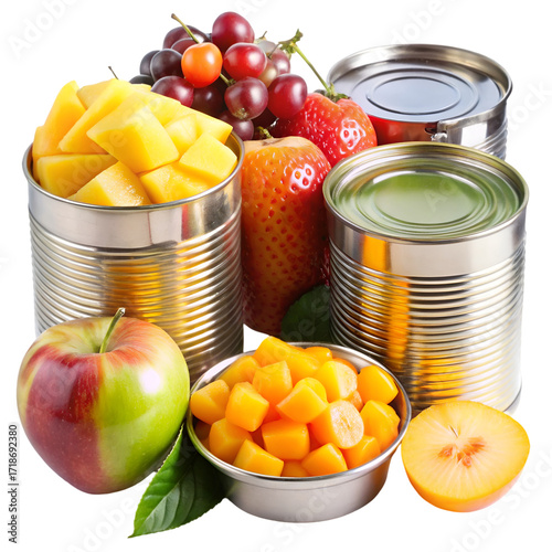 Canned mango apple orange fruits with fresh apple grapes and strawberries canned fruit strawberry