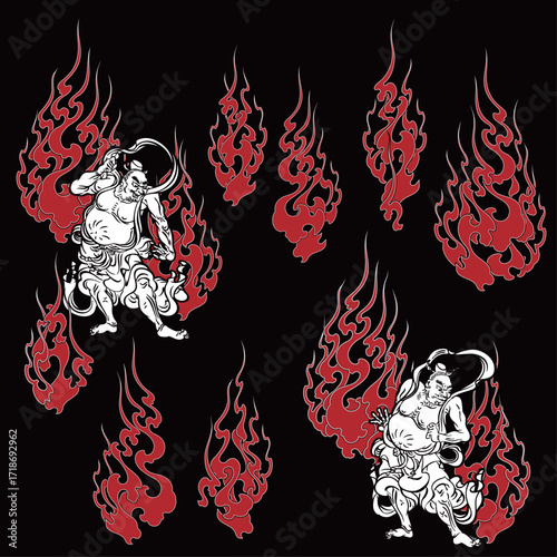 A powerful guardian deity and Japanese flame material,