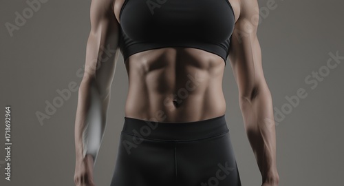 Close-up of a muscular torso and arms, athletic body, fitness, healthy lifestyle, bodybuilding, gym, workout, exercise, strength, powerful, toned physique, abs, muscle definition, sports, trainin