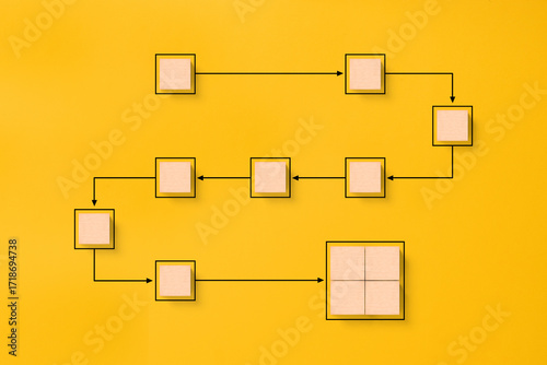 Business goal achievement, workflow and process automation flowchart. Taking strategic steps towards target objectives.