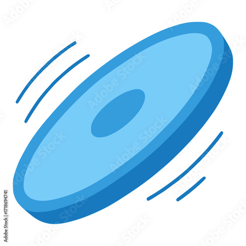 blue frisbee toy fun game flat color vector illustration template design