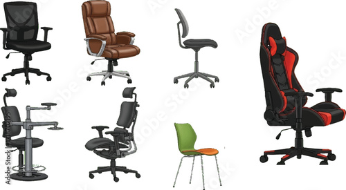 Got it — this second image shows another **set of different chair types**, more varied than the first batch.