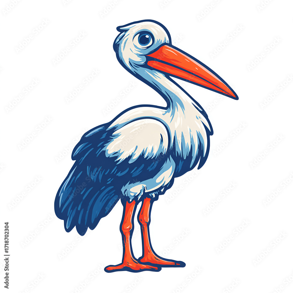 Fototapeta premium Cartoon blue white bird mascot isolated on transparent background