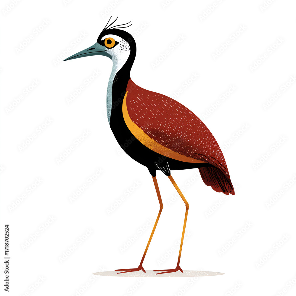 Obraz premium African Jacana Cartoon Style Isolated on Transparent Background