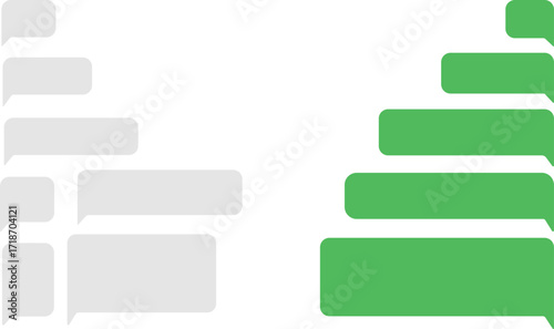 Chat Bubbles in White and Green for Messaging on Transparent Background