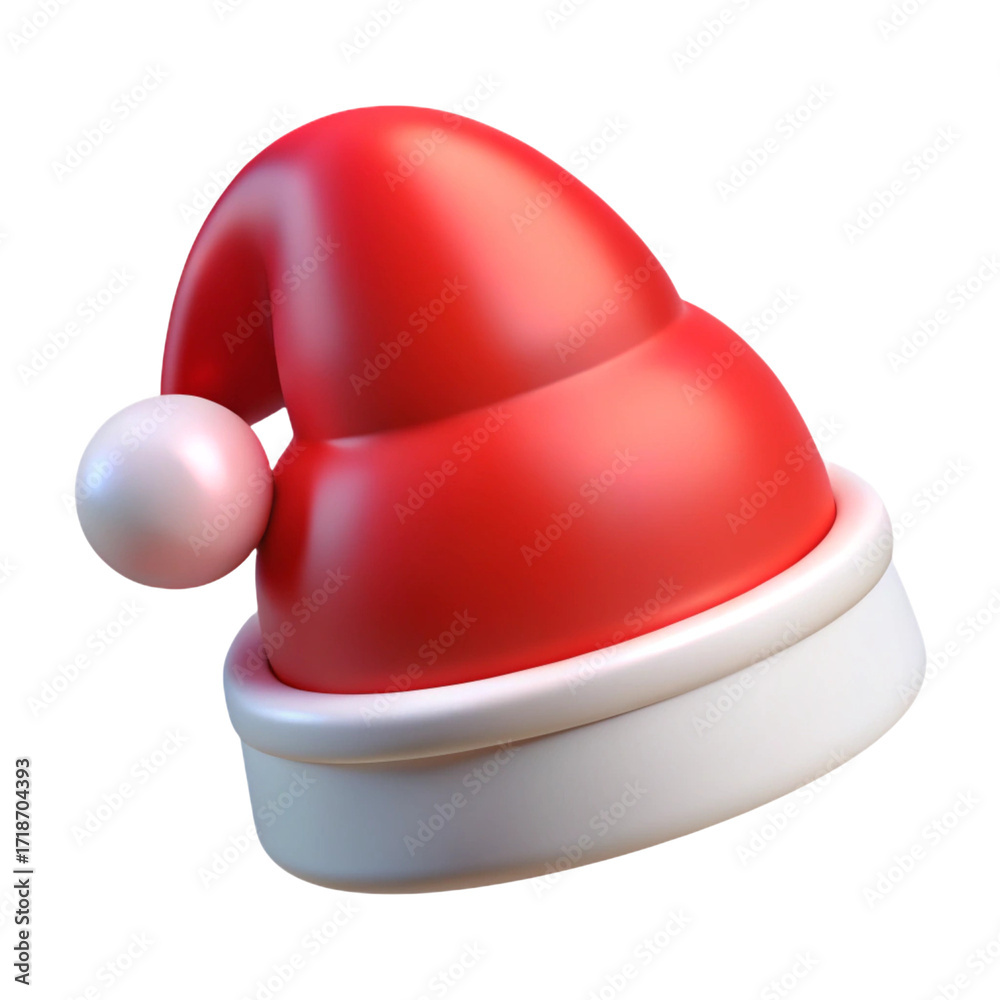 Fototapeta premium 3D Rendered Santa Hat with Pom Pom on Transparent Background