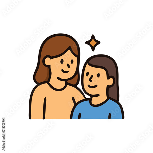 Support system support system shown a happy mother and daughter with a star icon.