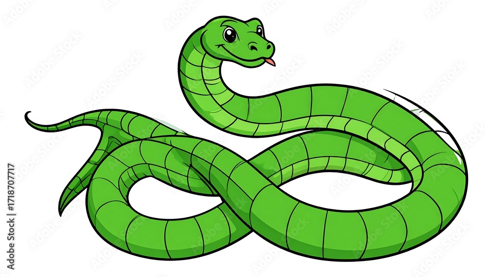 Fototapeta premium Cartoon green snake
