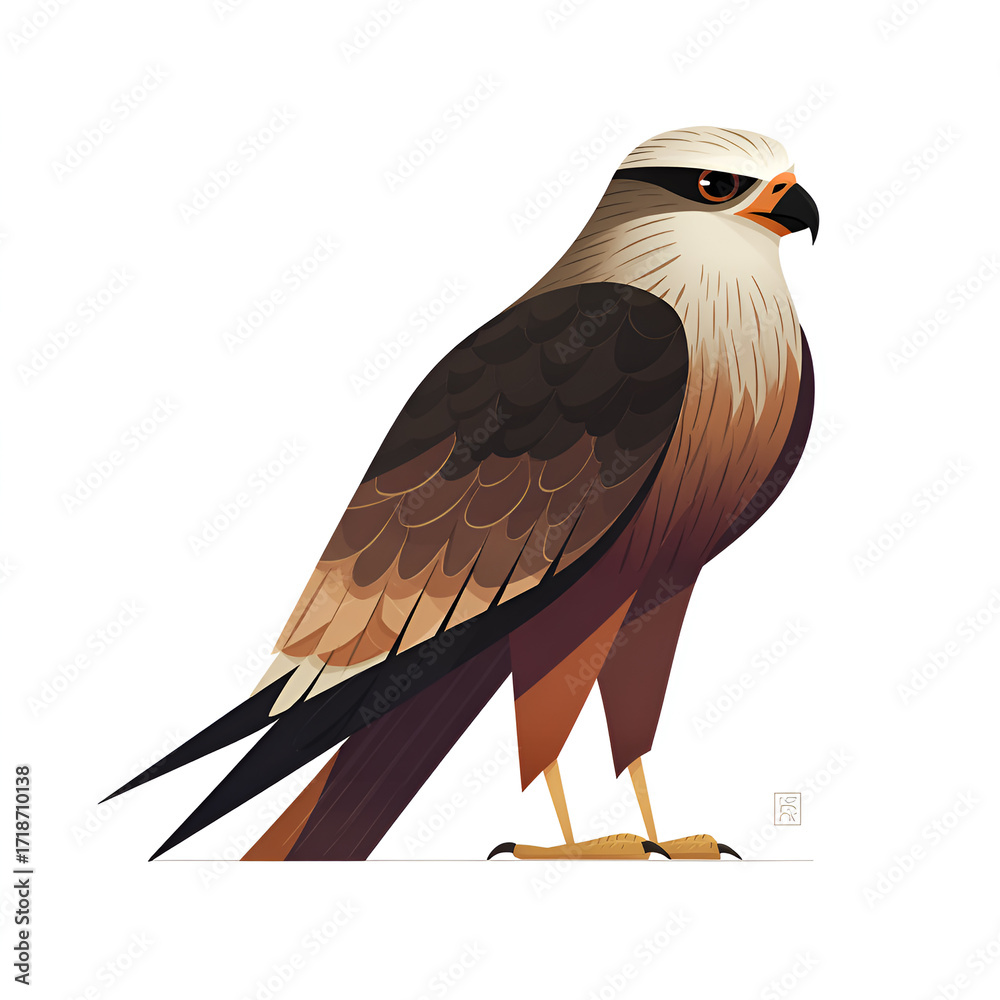 Fototapeta premium Cartoon Style Black Kite Isolated on Transparent Background