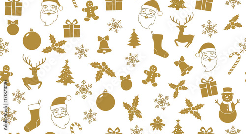 Christmas background gold pattern holiday seamless decoration art editable