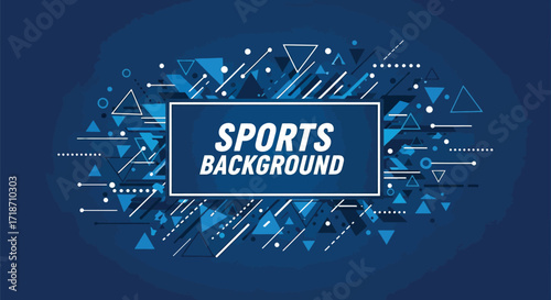 Abstract sports background with geometric shapes and blue theme editable