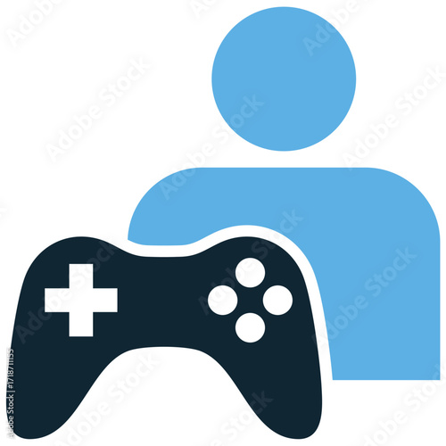 Gamer icon vector. Perfect for gaming, entertainment, and technology themes. A simple, clear symbol representing a video game player.