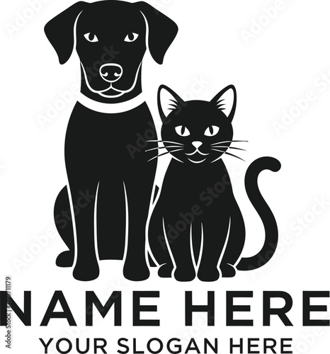 Dog and cat logo design pet shop veterinary clinic animal care editable