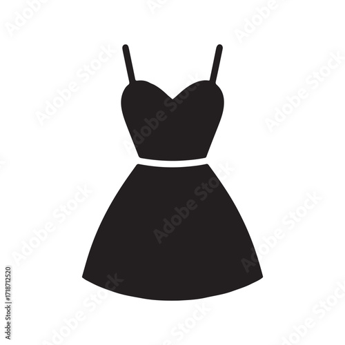 Mini dress stylish clothing fashion garment silhouette solid black icon
