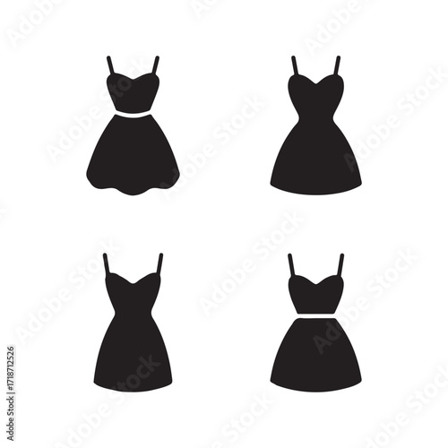 Mini dress stylish fashionable modern wear solid icons pack