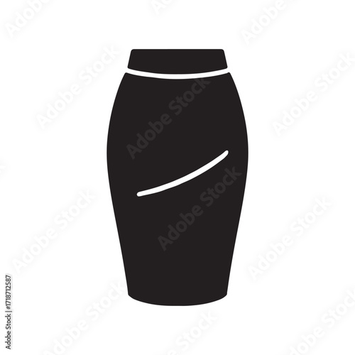 Pencil skirt stylish clothing fashionable outfit solid black icon