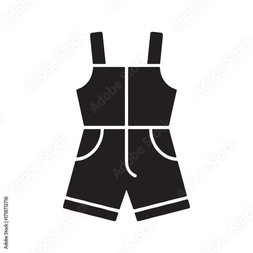 Romper fashionable stylish outfit clothing wear solid black icon