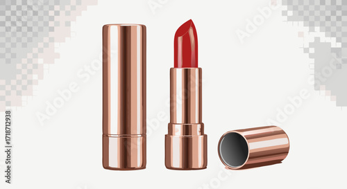 Red Lipstick in Rose Gold Case - Beauty Product