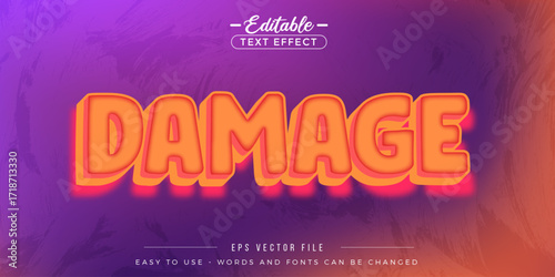 Orange damage text on purple background.