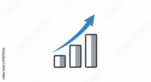 Rising Bar Graph with Upward Arrow - Business Growth and Financial Success