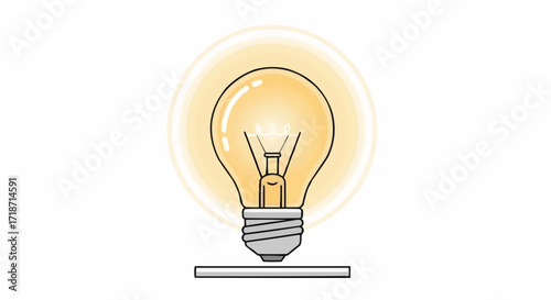 Vector illustration of a shining electric lightbulb symbolizing creativity, inspiration, and a brilliant solution