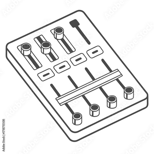 Audio Mixer Control Panel Line Art sound control faders