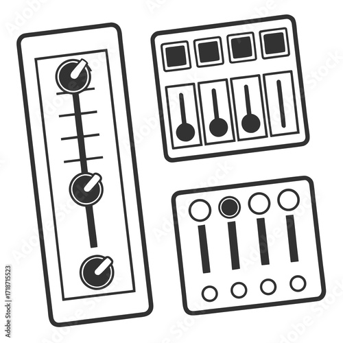 Audio Control Components Line Art sound mixer faders