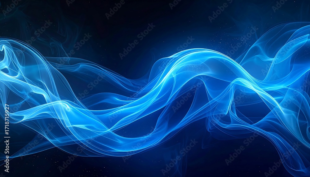 Fototapeta premium Abstract Blue Smoke Flowing in Dark Background.