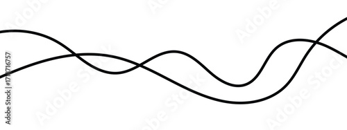 Two black wave in harmony lines intertwine creating modern art.