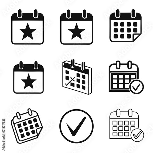 Collection of calendar and checkmark icons star date