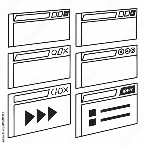 Collection of Stylized Web Browser Windows interface