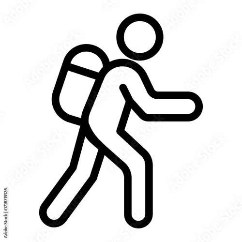 Walking Backpacker Line Icon of Backpacking Routes Icon Set