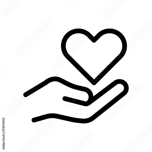 Hand Holding Heart Line Icon of Pet Adoption Icon Set