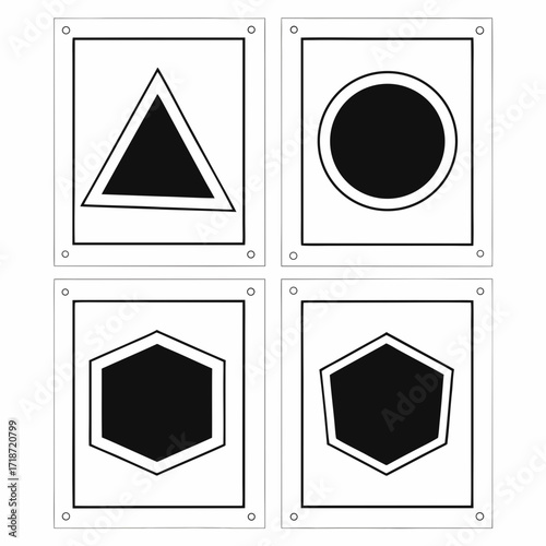 Geometric Shapes with Grommets in Frames triangle circle
