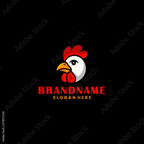 Chicken Mascot Logo for Restaurants. Design element for chicken farm logos, labels, emblems, signs, and trademarks. Vector illustration.